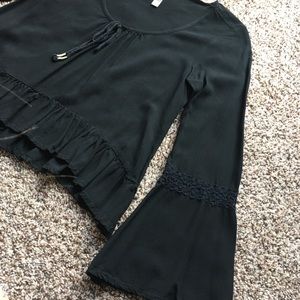 Black Flared Sleeved Shirt